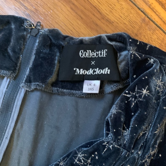 Stunning Blue Velvet Silver Star Sparkle dress - Picture 3 of 4